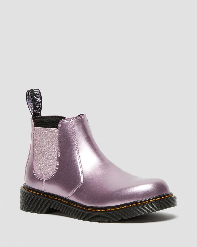 Kids\' Dr Martens Youth 2976 Metallic Chelsea Boots Pink | AU 670LIS